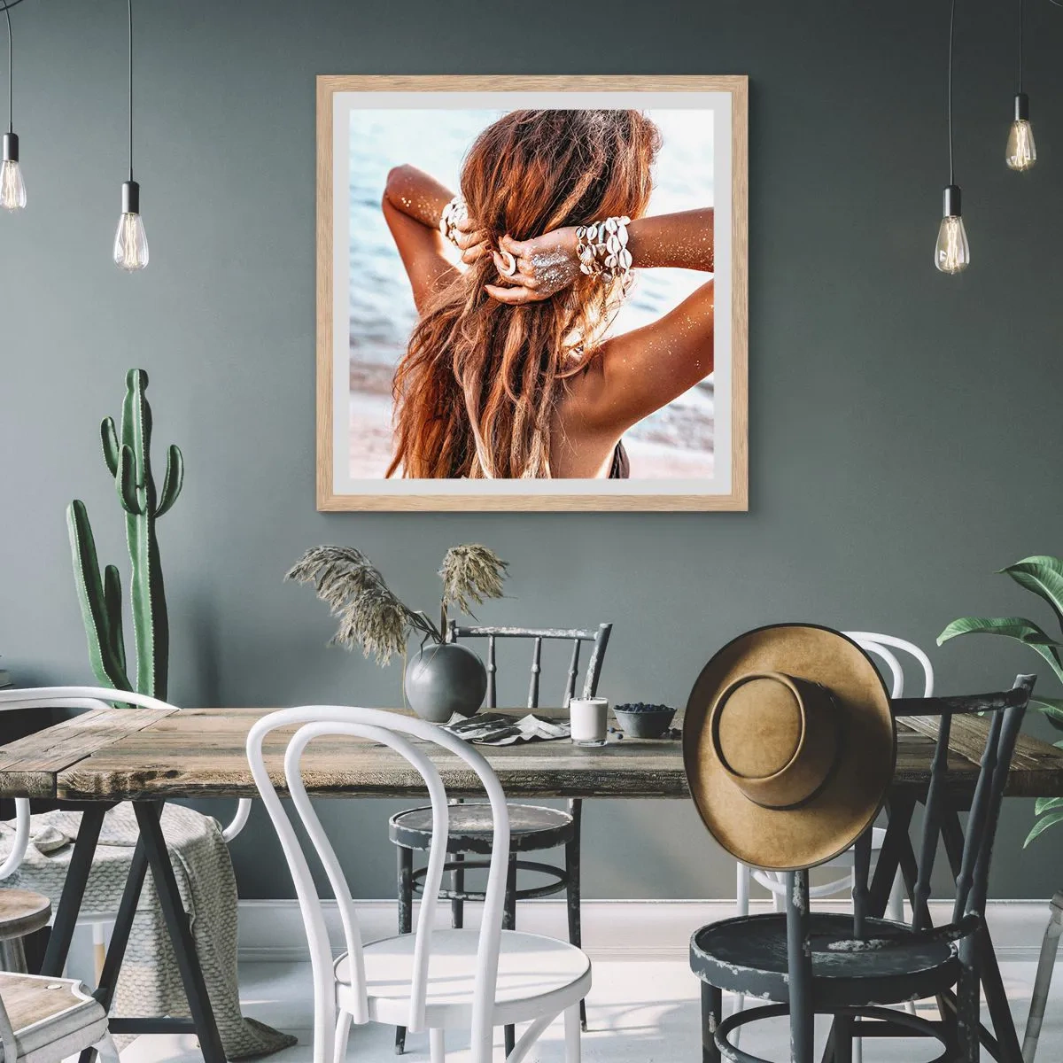 Een poster in een licht eiken lijst - Een zusje van water en zon - 60x60 cm