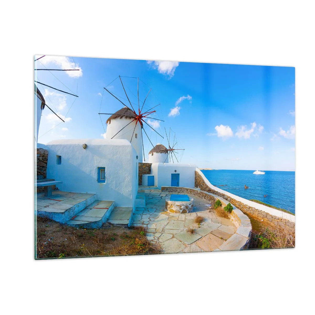 Schilderen op glas - De blauwe wind uit de zee - 120x80 cm
