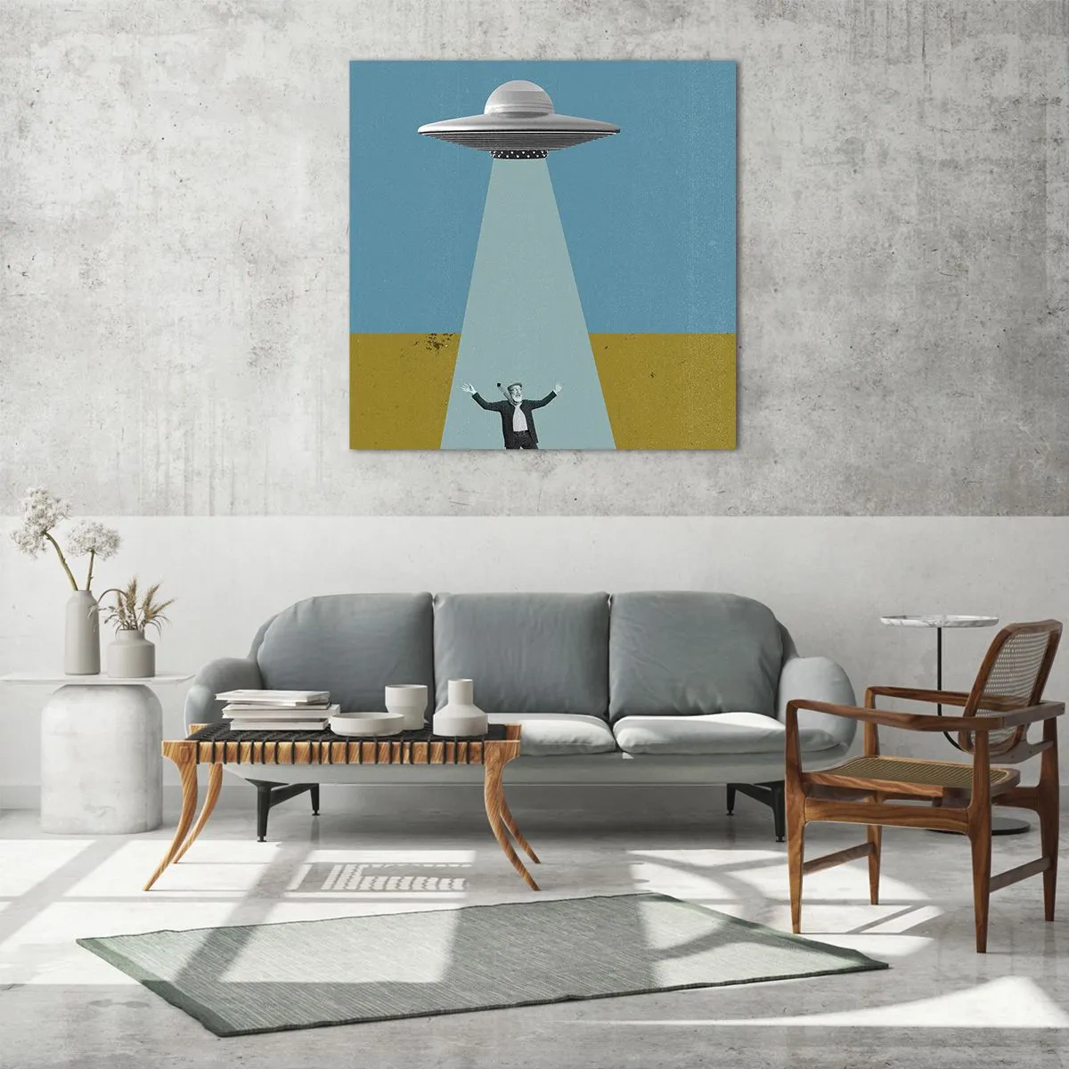 Schilderen op glas - Een nauwe ontmoeting - 50x50 cm