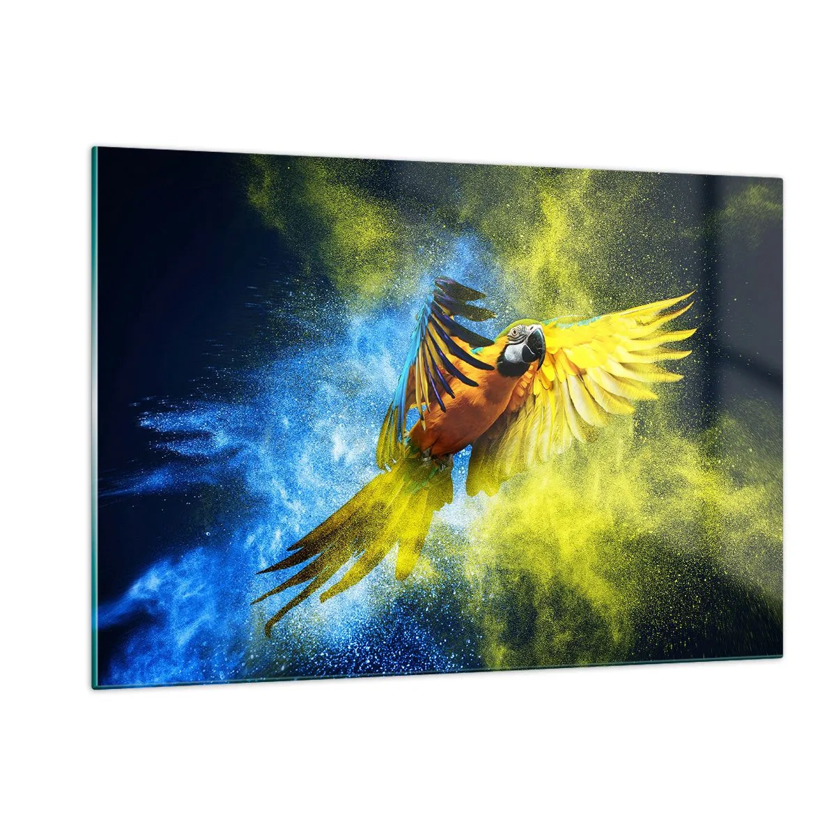 Schilderen op glas - In het blauwe en gouden stof - 120x80 cm