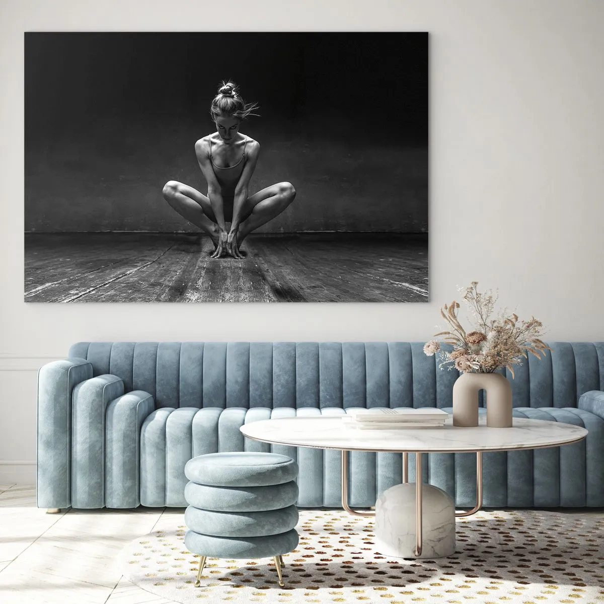 Schilderen op glas - Concentratie van dansenergie - 120x80 cm