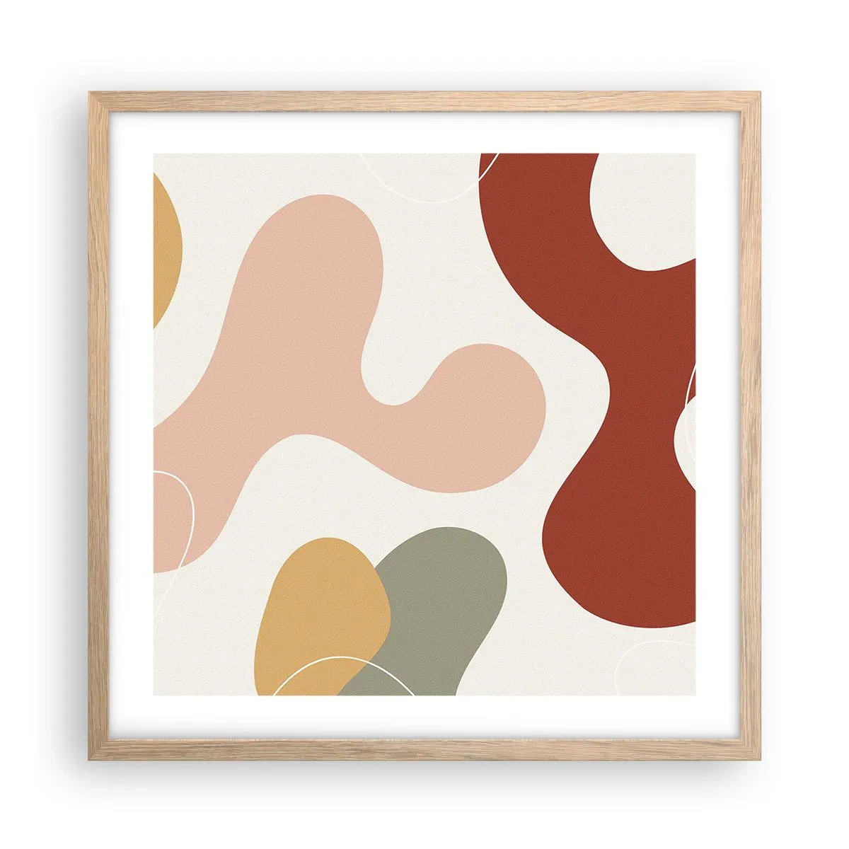 Een poster in een licht eiken lijst - Kronkels of krullen? - 50x50 cm