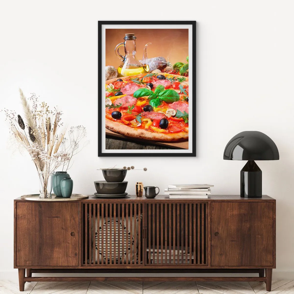 Poster in een zwarte lijst - Met echte Italiaanse smaak - 70x100 cm