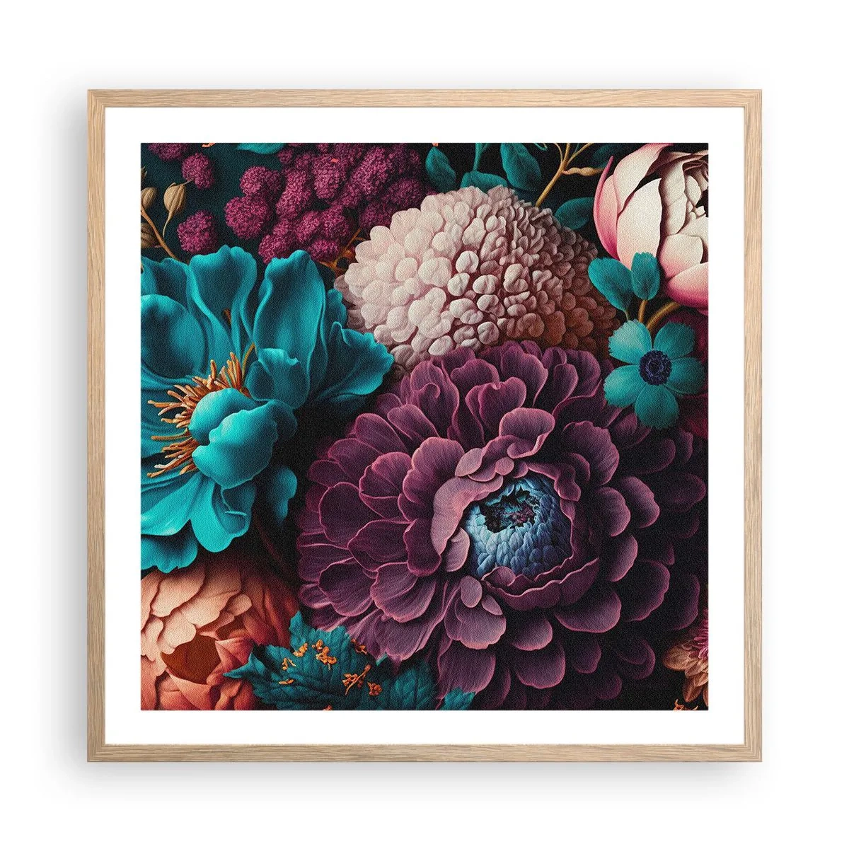 Een poster in een licht eiken lijst - Natuur in overvloed - 60x60 cm