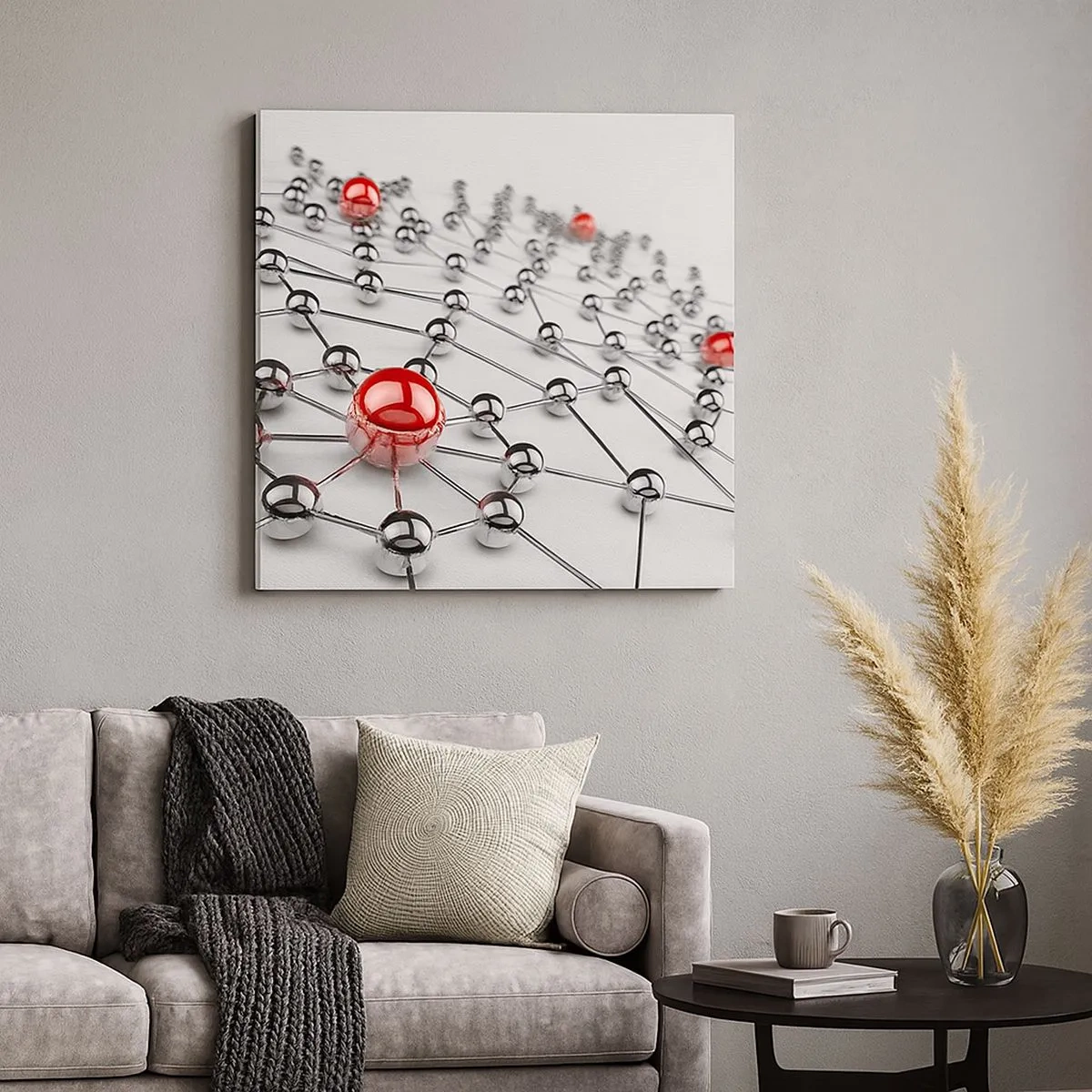 Schilderen op canvas - Zilverachtig web - 30x30 cm