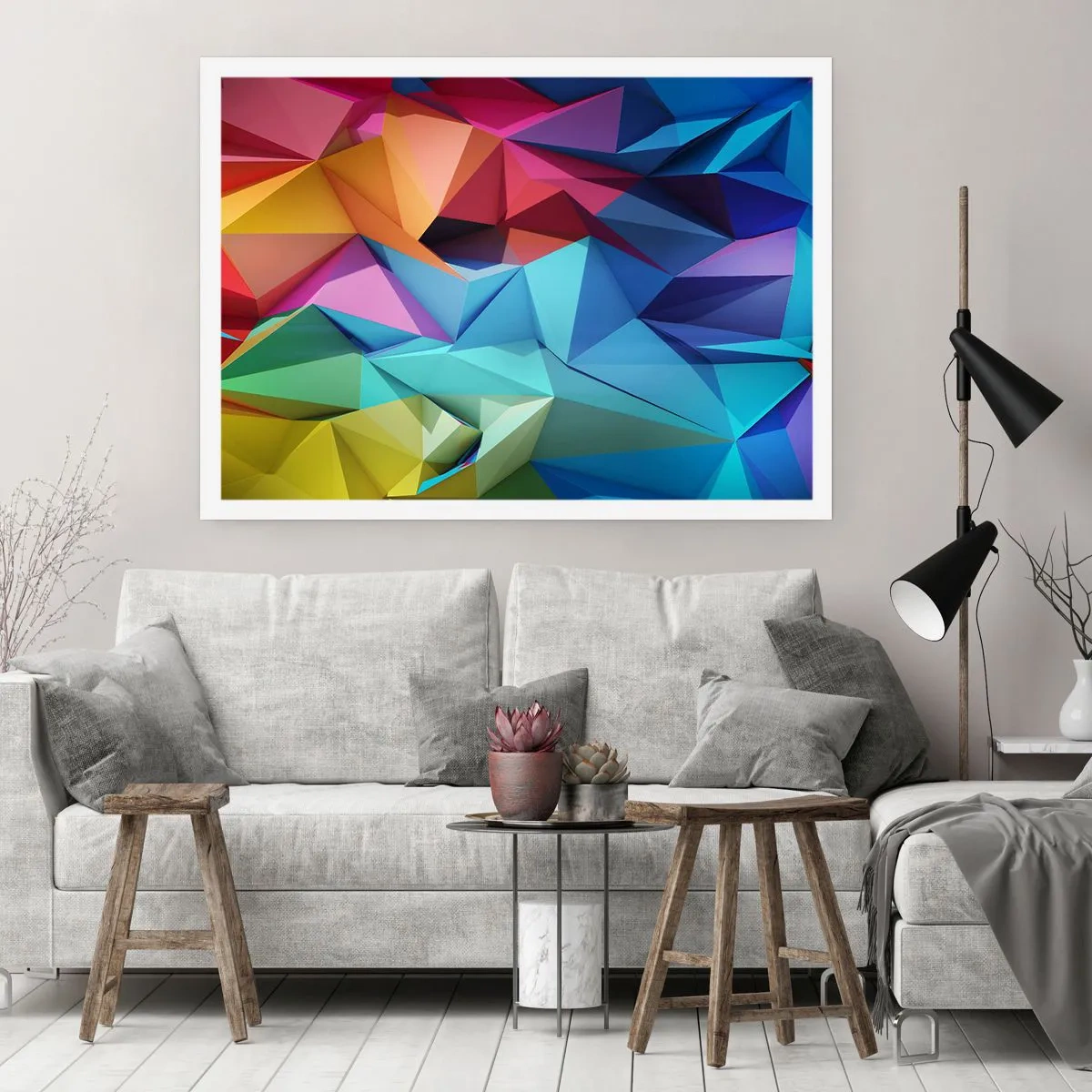 Poster - Regenboog origami - 50x40 cm