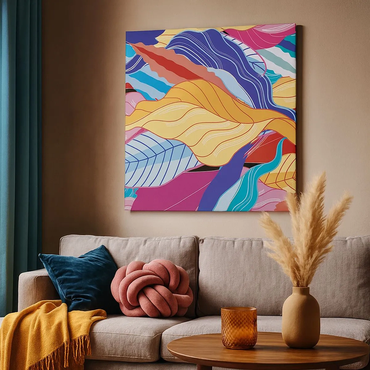 Schilderen op canvas - Een kleurrijke puinhoop - 30x30 cm