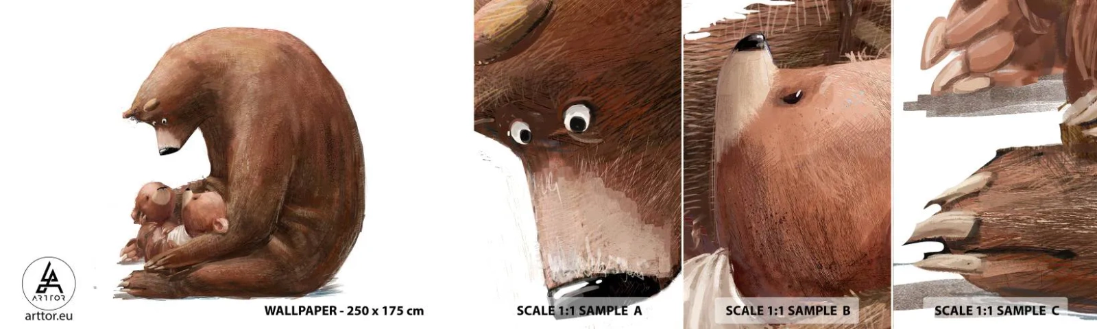 Fotobehang Monster Zelfklevend Deluxe Sticker - Zoete dromen, kinderen - Voor kinderen, Beer, Familie - 100x30 cm