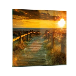 Schilderen op glas - Badend in oud goud - 30x30 cm