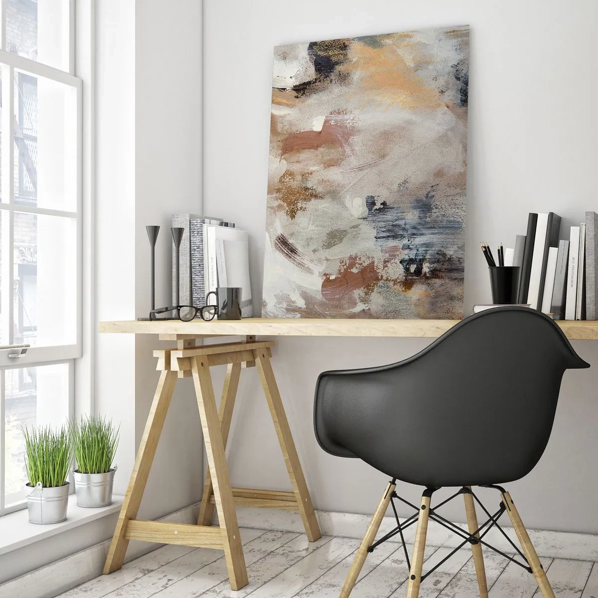 Schilderen op glas - Mistige abstractie - 80x120 cm