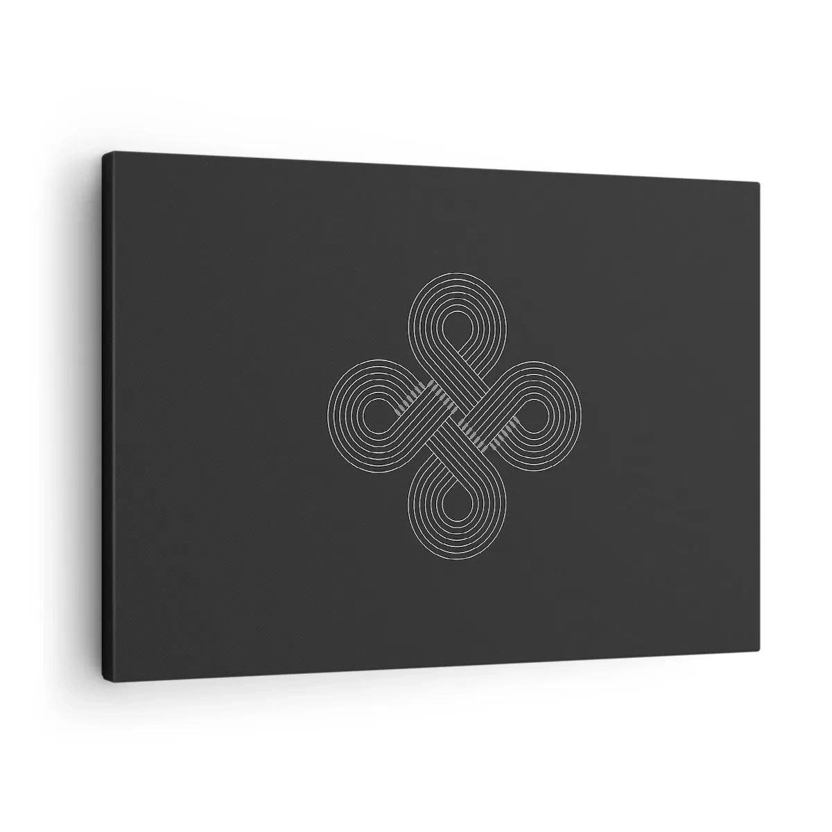 Schilderen op canvas - Keltisch patroon in minimalistische stijl op een zwarte achtergrond - 70x50cm - In de Keltische geest - Moderne wanddecoratie voor woonkamer en slaapkamer ARTTOR