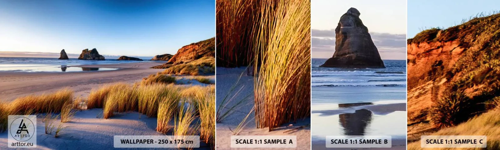 Fotobehang Staaltje Standard Eco - Voor rustzoekers - Duinen, Strand, Natuur - 100x30 cm