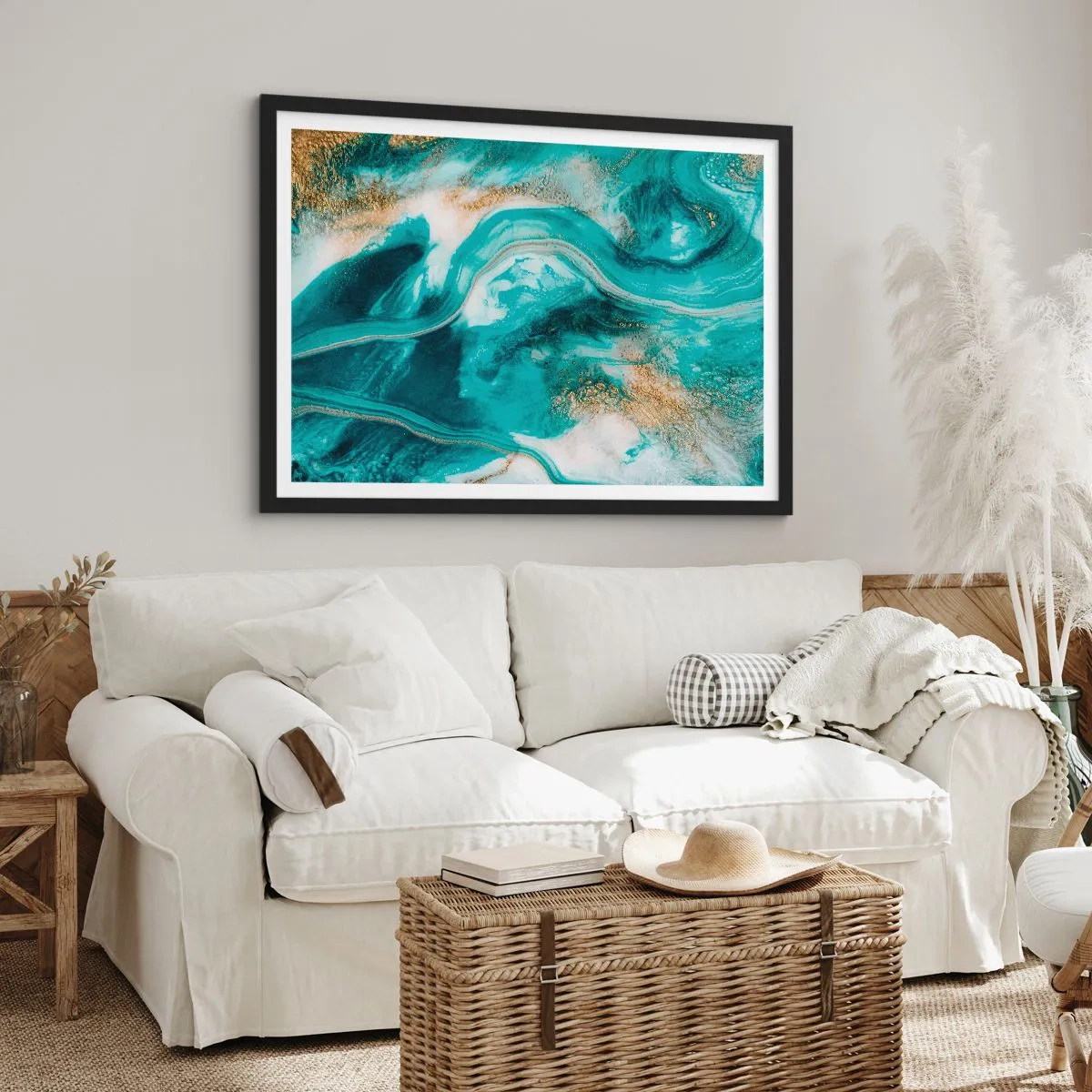 Poster in een zwarte lijst - De rivier van goud - 70x50 cm
