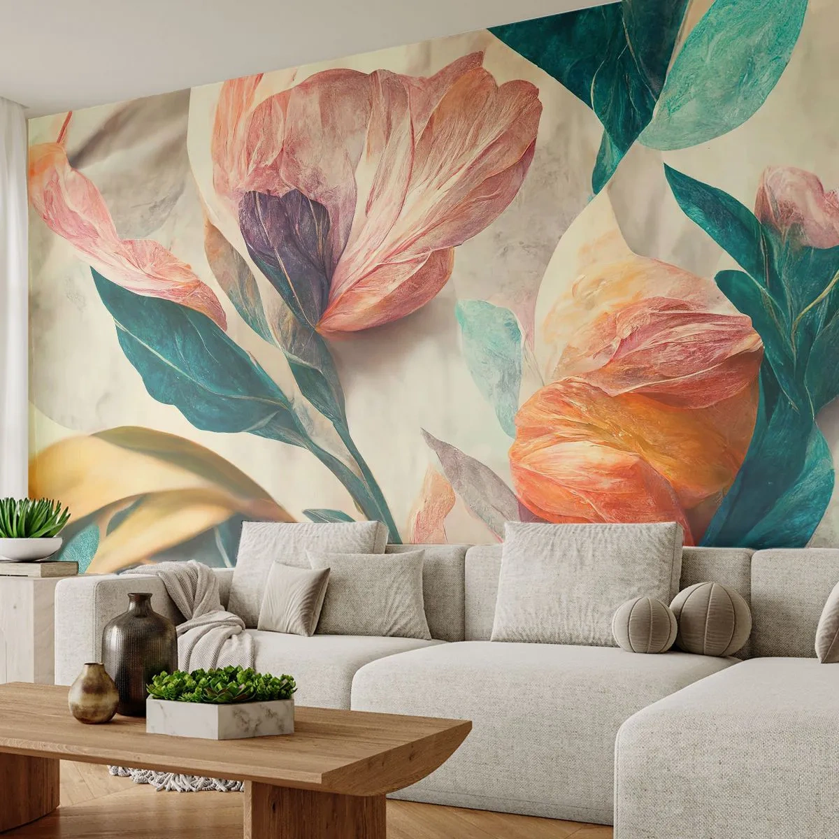 Fotobehang Standard Eco - Bloemen van de zuidelijke eilanden - Bloemen, Vintage, Plantkunde - 150x105 cm
