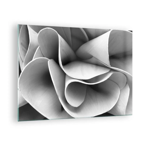 Schilderen op glas - Zwart-wit close-up van abstracte spiraalvormen - 70x50cm - Het gebeurt in de ruimte - Moderne wanddecoratie voor woonkamer en slaapkamer ARTTOR