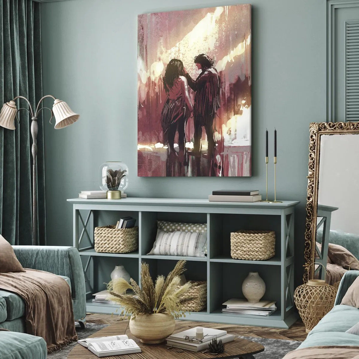 Schilderen op canvas - Het eeuwige schouwspel van de liefde - 65x120 cm