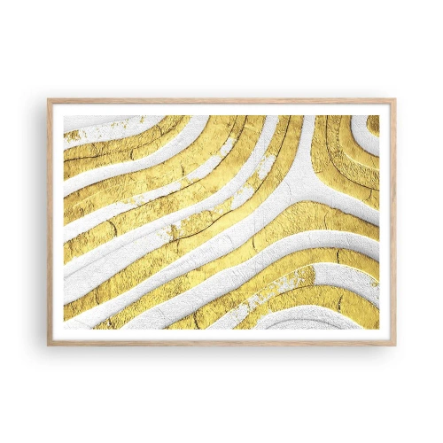 Een poster in een licht eiken lijst - Compositie in wit en goud - 100x70 cm