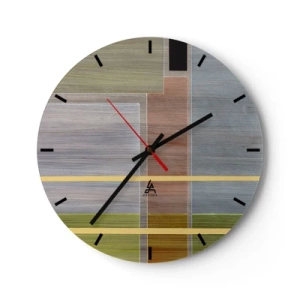 Wandklok - Klok - Gekleurde rechthoeken in horizontale en verticale opstelling - 30x30cm - Eenvoudig en rustig - Moderne wanddecoratie voor woonkamer, keuken en slaapkamer ARTTOR