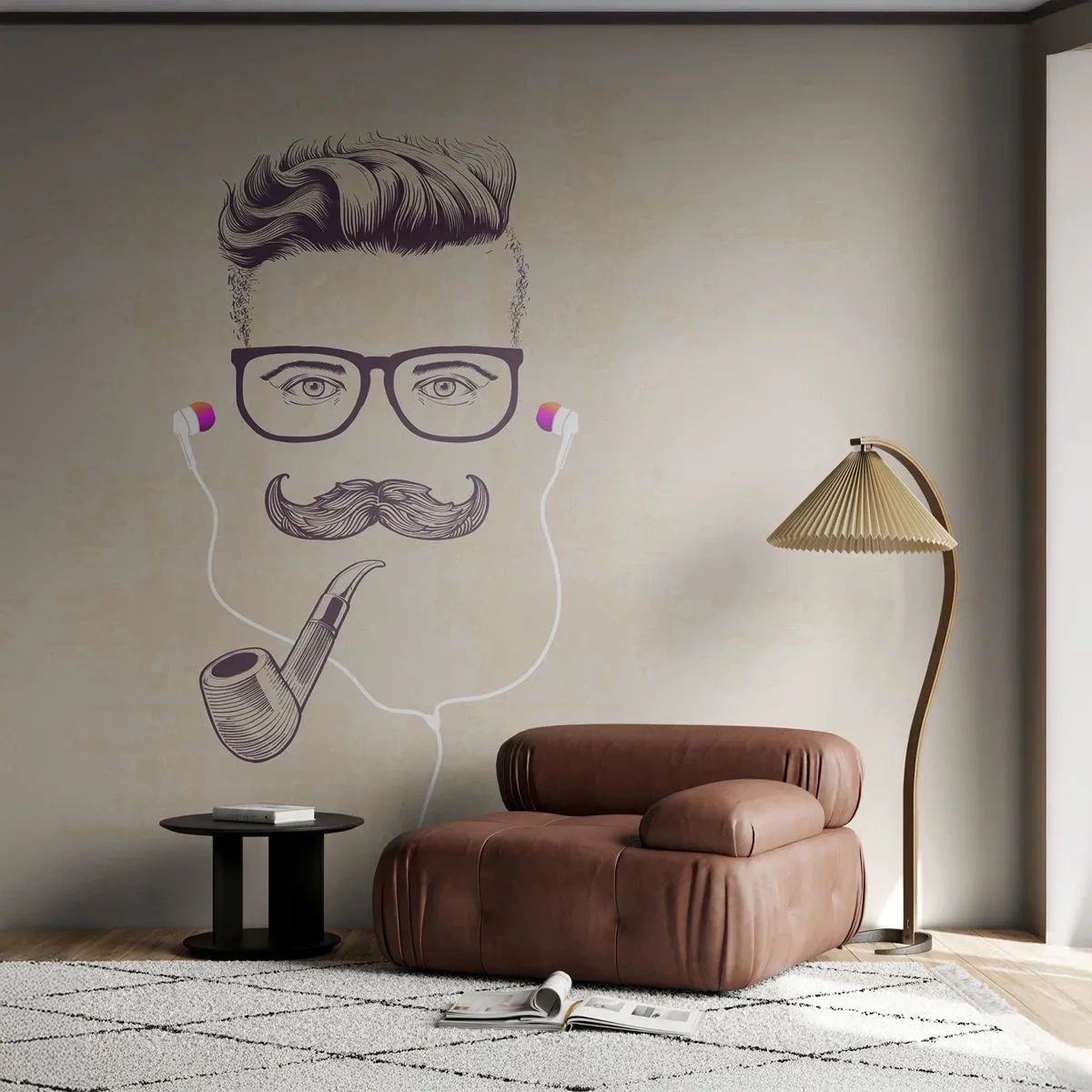 Zelfklevend Fotobehang Deluxe Sticker - Een echte man? - Man, Abstractie, Pijp - 250x175 cm