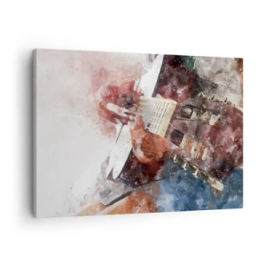 Schilderen op canvas - Een artistieke kijk op een gitaar in aquarelstijl - 70x50cm - En wat vind je ervan? - Moderne wanddecoratie voor woonkamer en slaapkamer ARTTOR