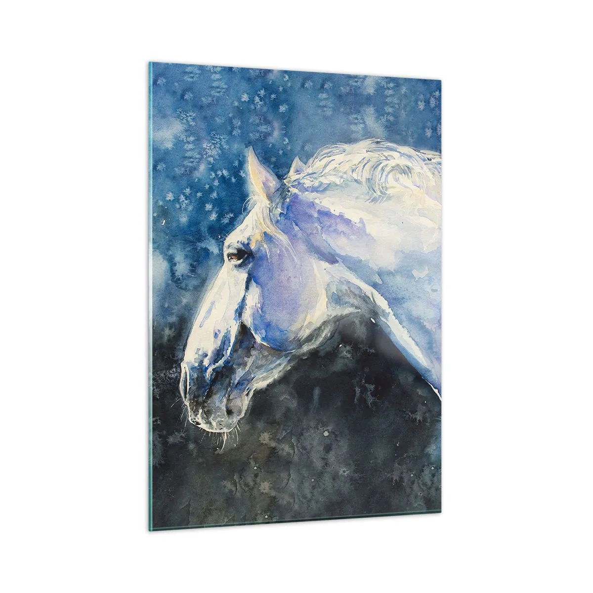 Schilderen op glas - Portret in een blauwe gloed - 50x70 cm