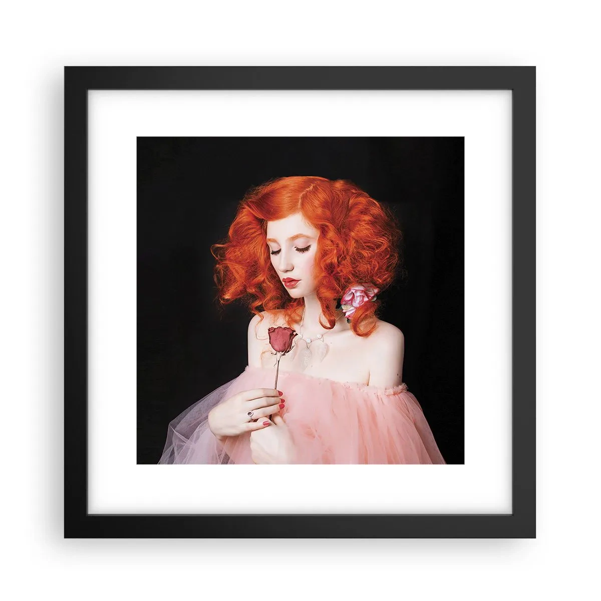 Poster in een zwarte lijst - In barokstijl - 30x30 cm