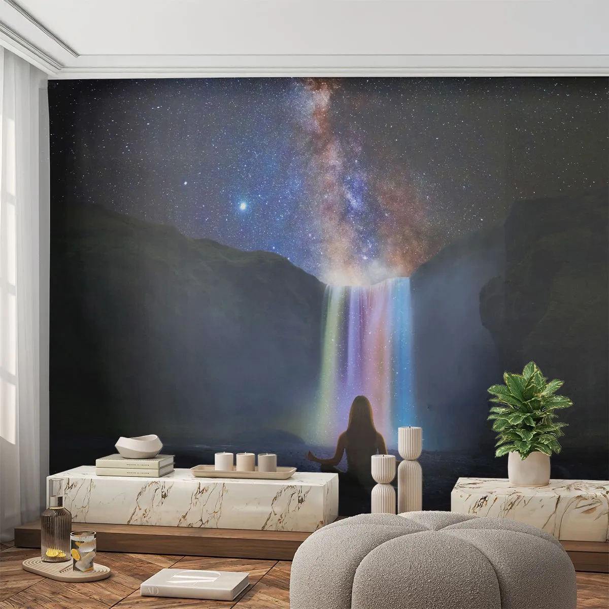 Fotobehang Premium Sand - Absolute harmonie - Abstractie, Waterval, Fantasie - 350x256 cm