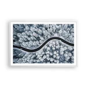 Poster in een witte lijst - Door het winterbos - 91x61 cm