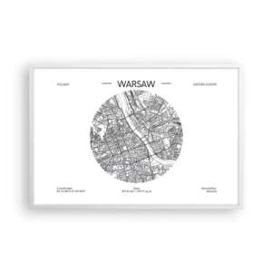 Poster in een witte lijst - Anatomie van Warschau - 91x61 cm