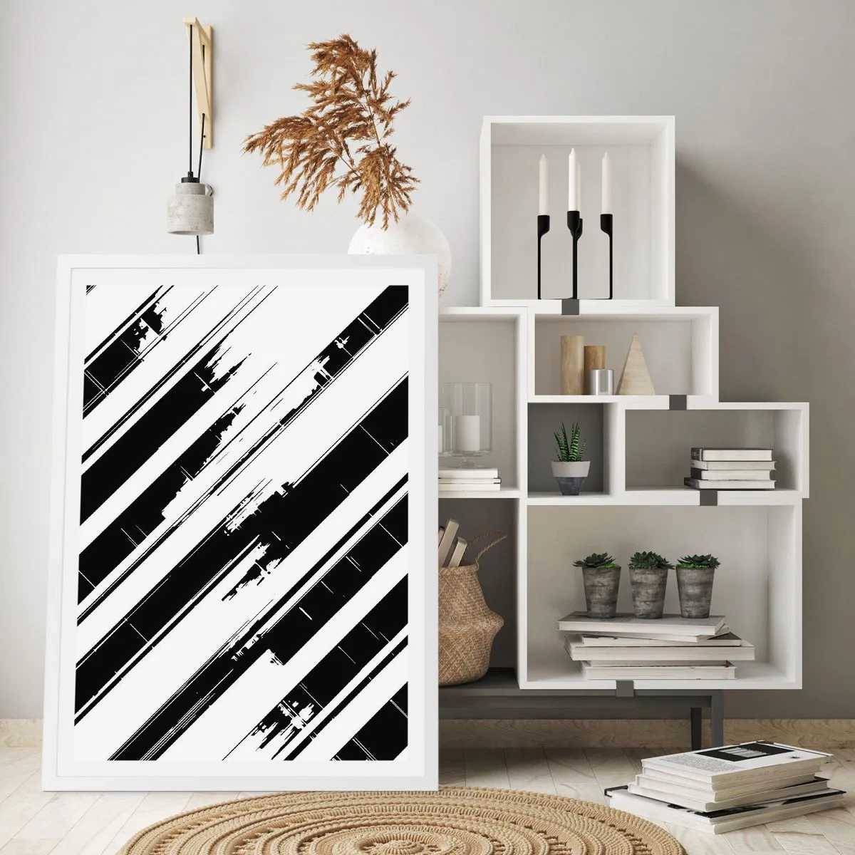 Poster in een witte lijst - Een intense en dynamische compositie - 70x100 cm