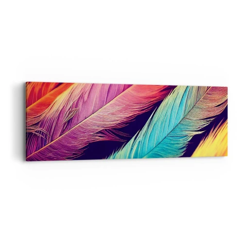 Schilderen op canvas - Gevederde regenboog - 90x30 cm