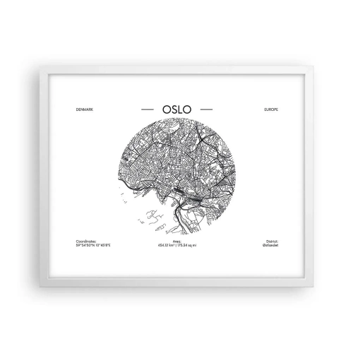 Poster in een witte lijst - Anatomie van Oslo - 50x40 cm