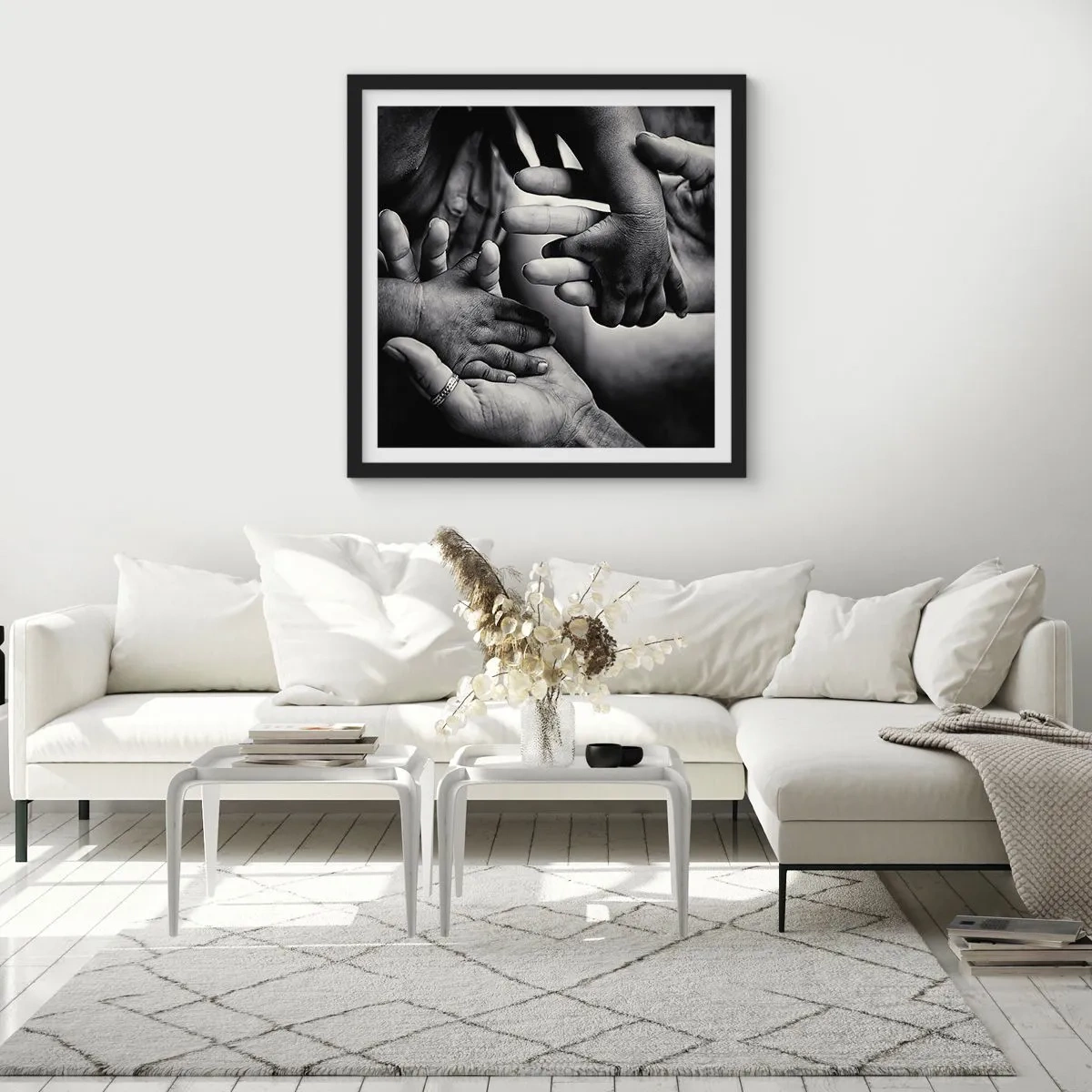 Poster in een zwarte lijst - Om mens te zijn - 30x30 cm