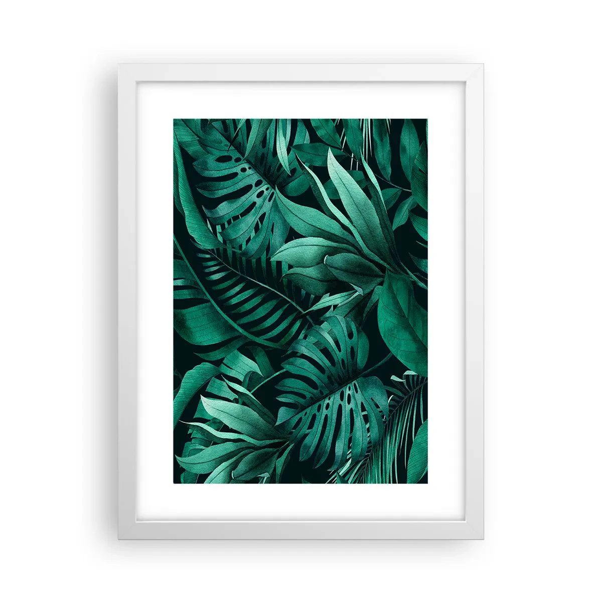 Poster in een witte lijst - De diepte van tropisch groen - 30x40 cm