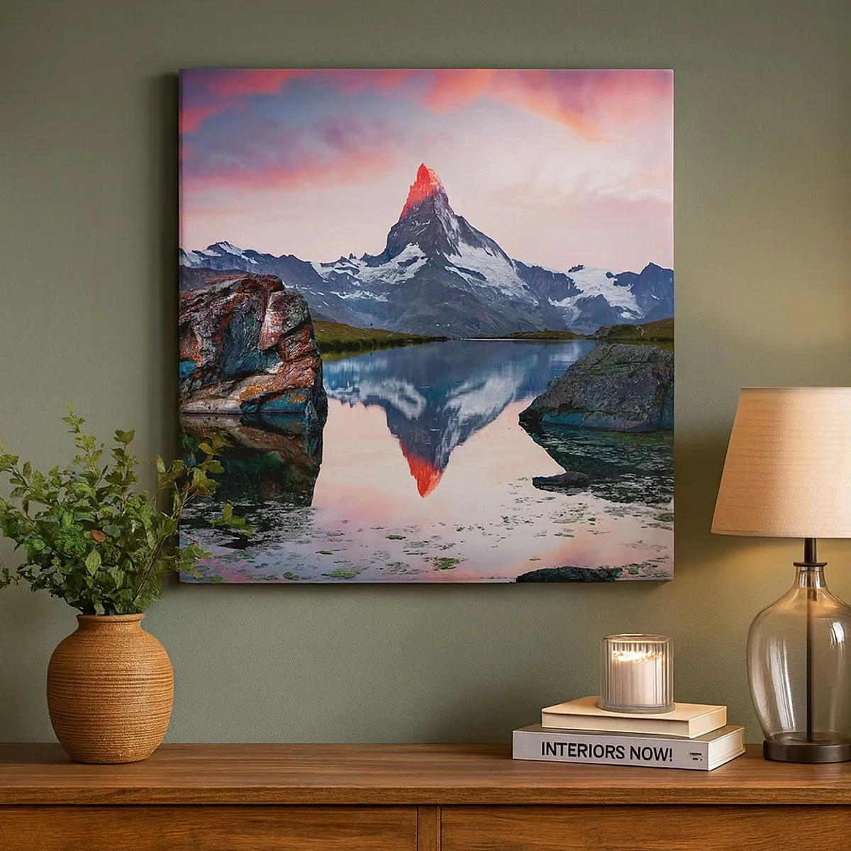 Schilderen op canvas - Het hart van de bergen is heet - 30x30 cm