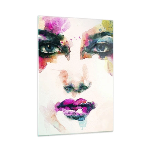 Schilderen op glas - Een portret geschilderd met een regenboog - 50x70 cm