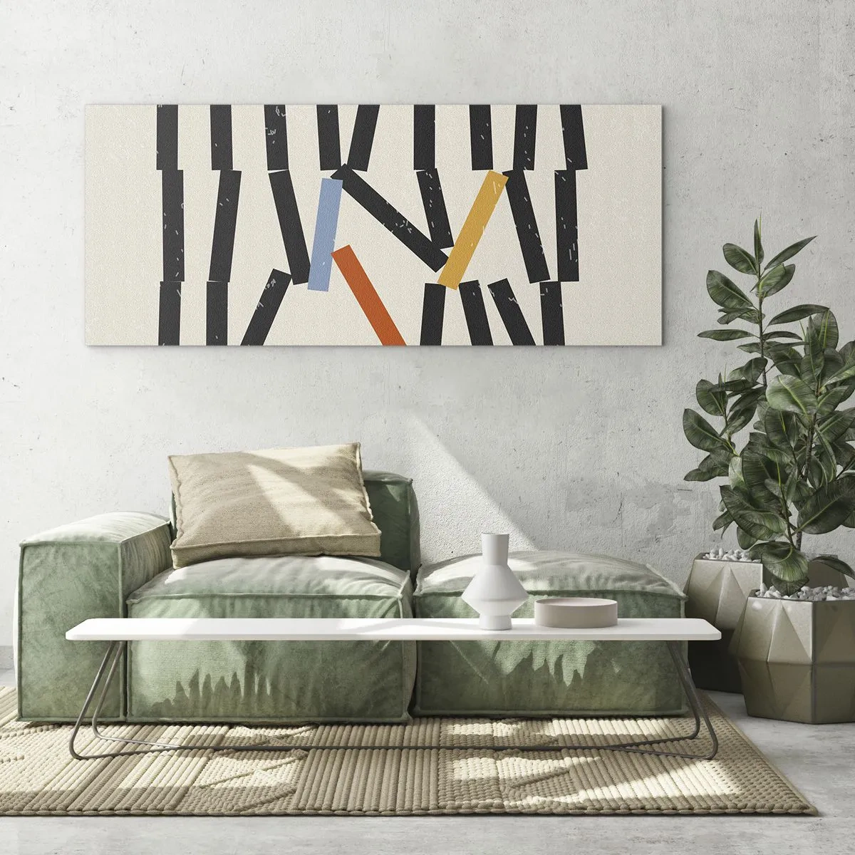 Schilderen op glas - Domino – compositie - 160x50 cm