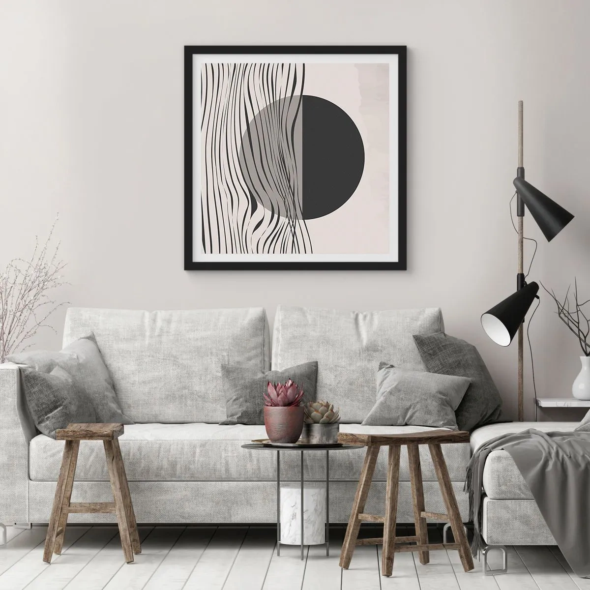 Poster in een zwarte lijst - Halve compositie - 50x50 cm