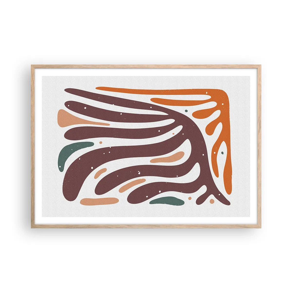 Een poster in een licht eiken lijst - Stralende organische compositie - 100x70 cm