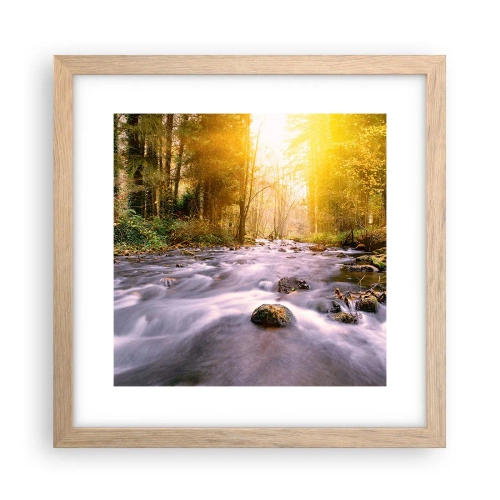 Een poster in een licht eiken lijst - Malachiet in een zilveren en gouden lijst - 30x30 cm