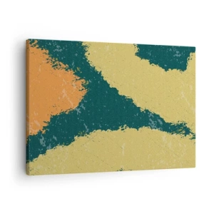 Schilderen op canvas - Abstracte vlekken in aardse en groene kleuren - 70x50cm - Abstractie – langzame beweging - Moderne wanddecoratie voor woonkamer en slaapkamer ARTTOR