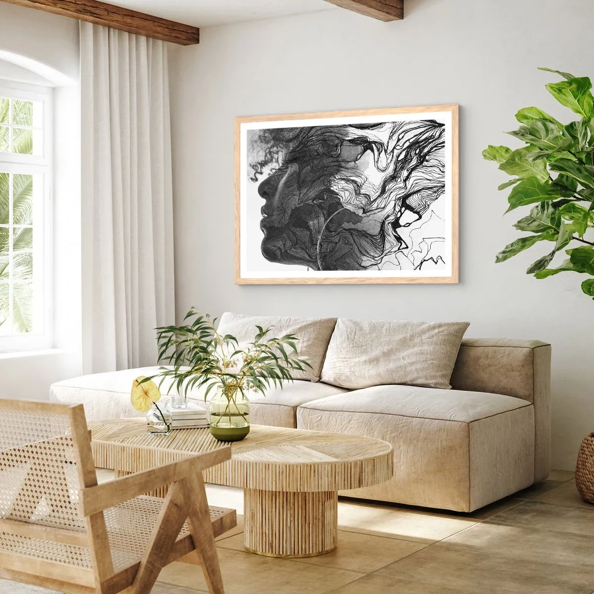 Een poster in een licht eiken lijst - Verstrikt in dromen - 91x61 cm