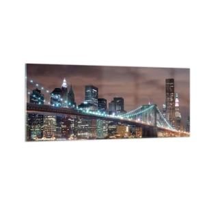 Schilderen op glas - Lichten van een grote stad  - 100x40 cm