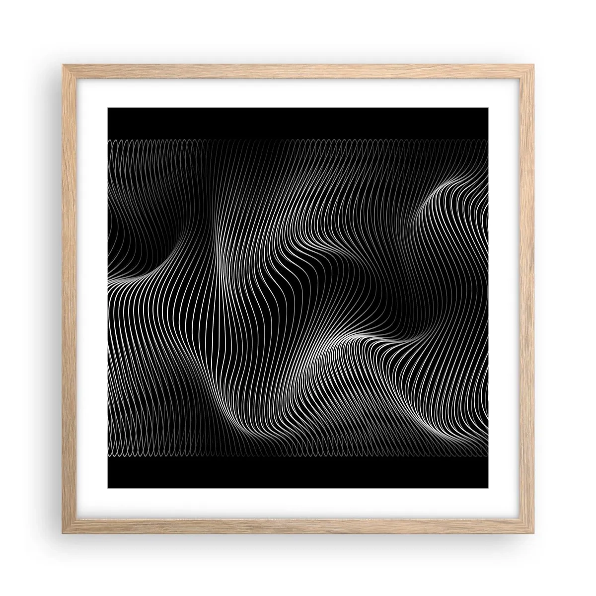 Een poster in een licht eiken lijst - Dans van licht in de ruimte - 50x50 cm