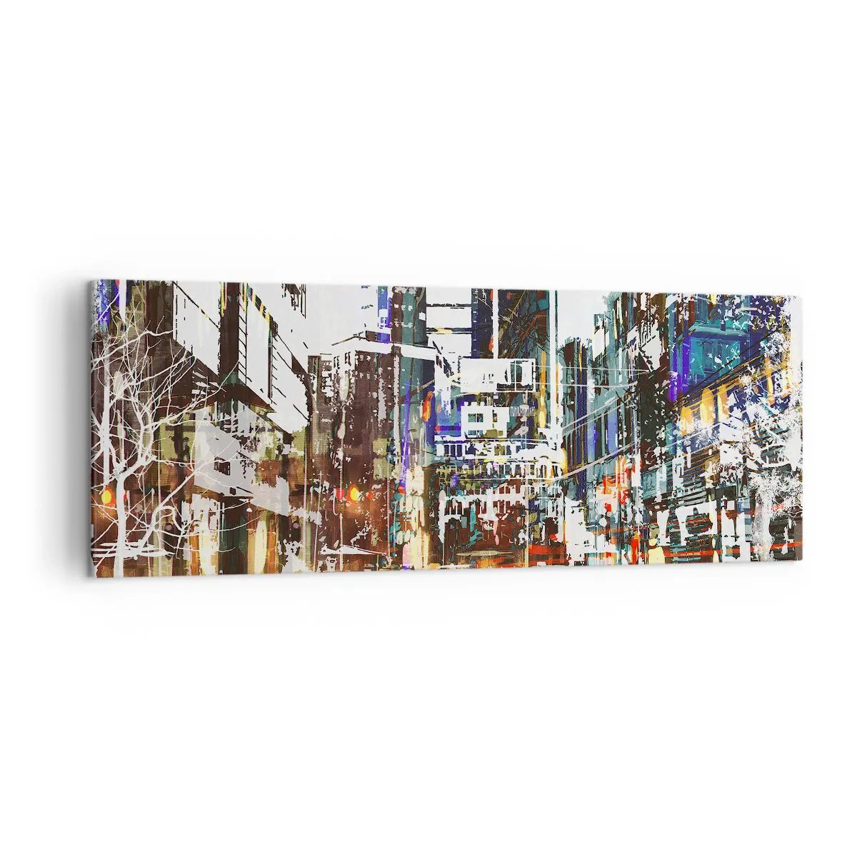 Schilderen op canvas - Een glinsterende stad - 140x50 cm