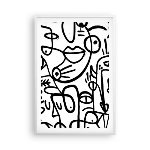 Poster in een witte lijst - Gezichten en luchtspiegelingen - 61x91 cm