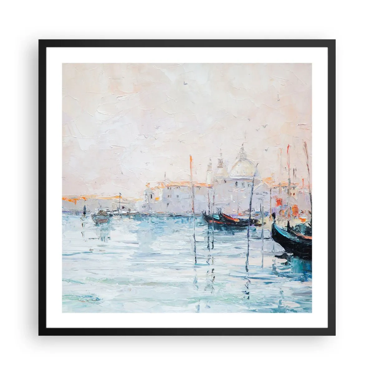 Poster in een zwarte lijst - Achter het water, achter de mist - 60x60 cm