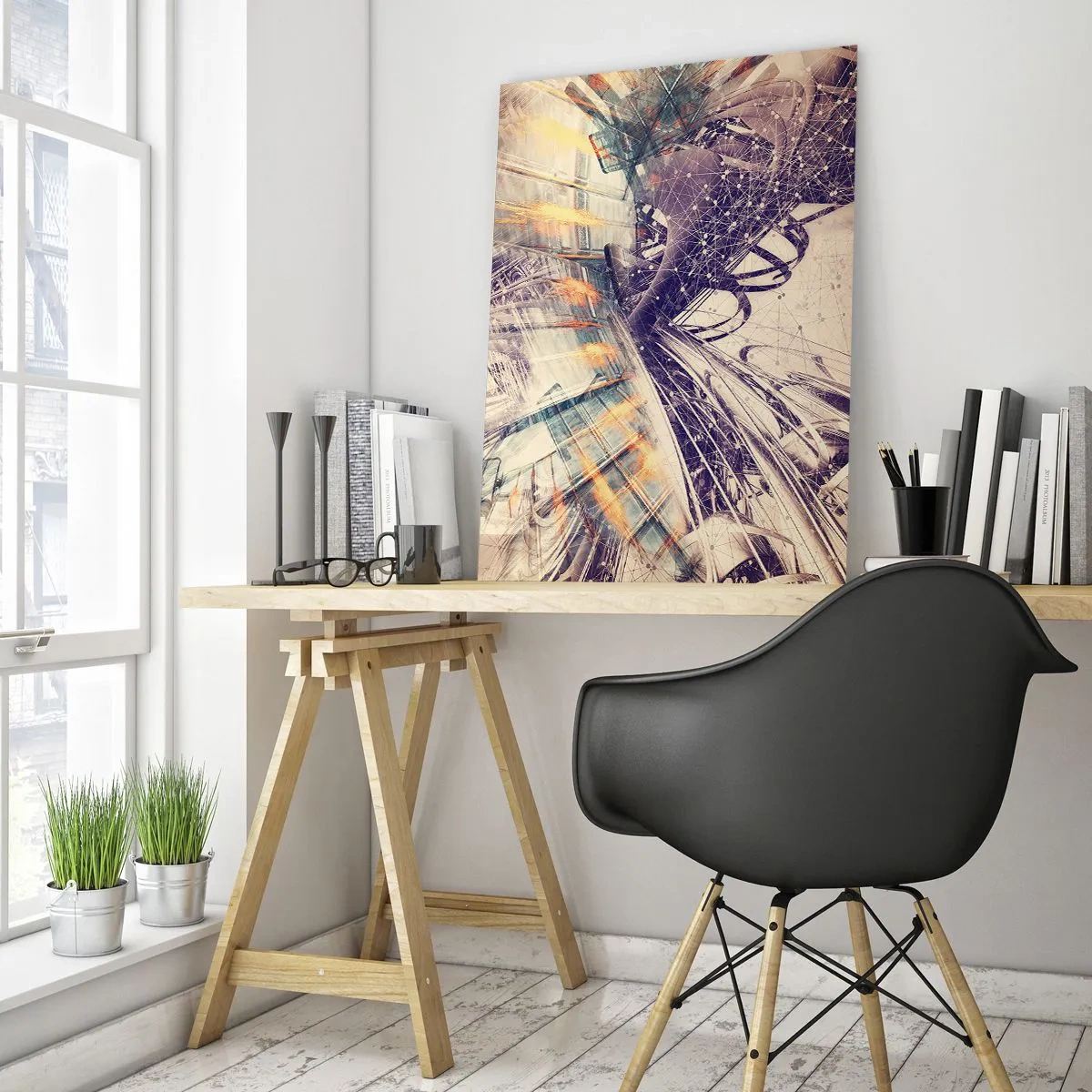 Schilderen op glas - In grote haast - 70x100 cm