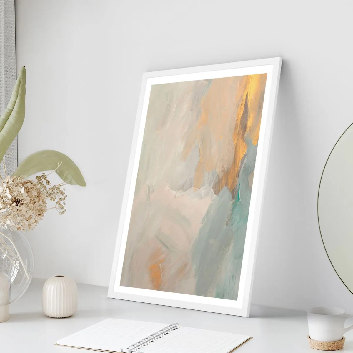 Poster in een witte lijst - Abstractie – het land van zachtheid - 30x40 cm