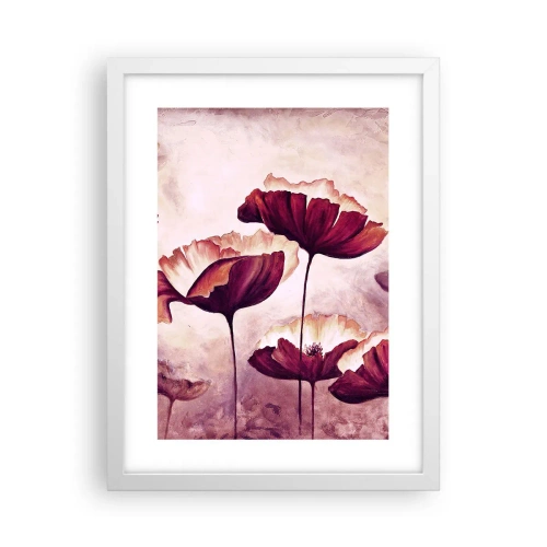 Poster in een witte lijst - Rood en wit bloemblad - 30x40 cm